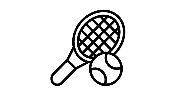 Icon eines Tennisschlägers mit einem Tennisball