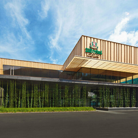 Blick von außen auf das Braukunsthaus